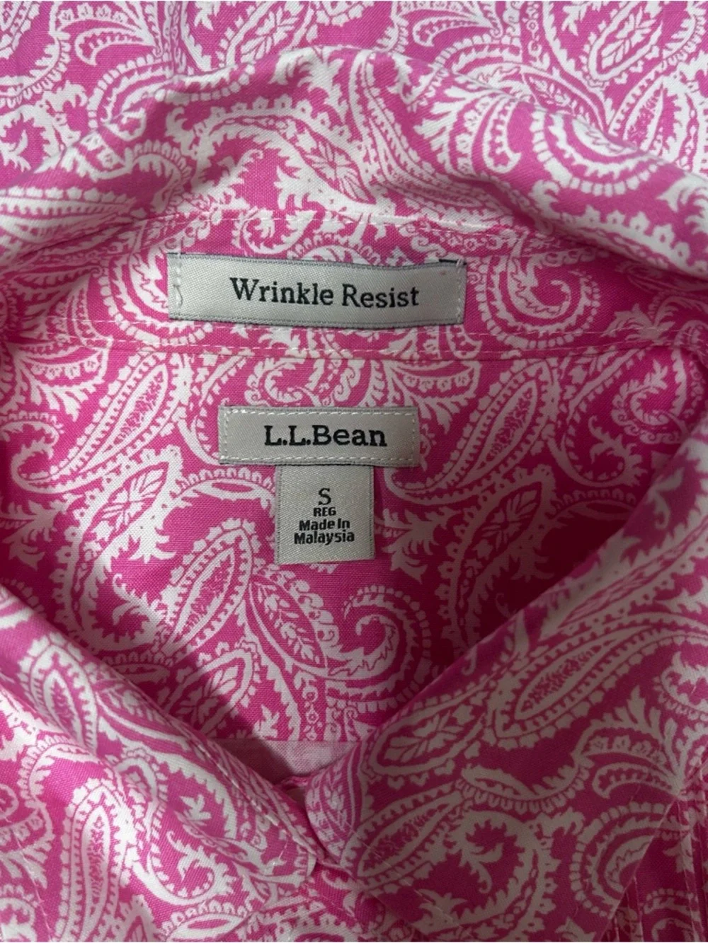L.L. Bean Pink Paisley Sleeveless Button-Down Shirt - Picture 5 of 9